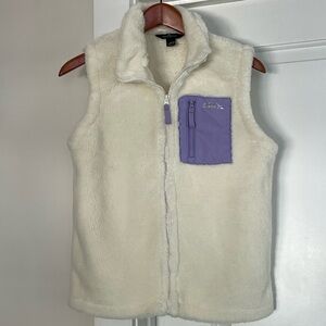 Kids Eddie Bauer Fleece Vest with Lavender Pocket size 14/16 Gorp Fuzzy